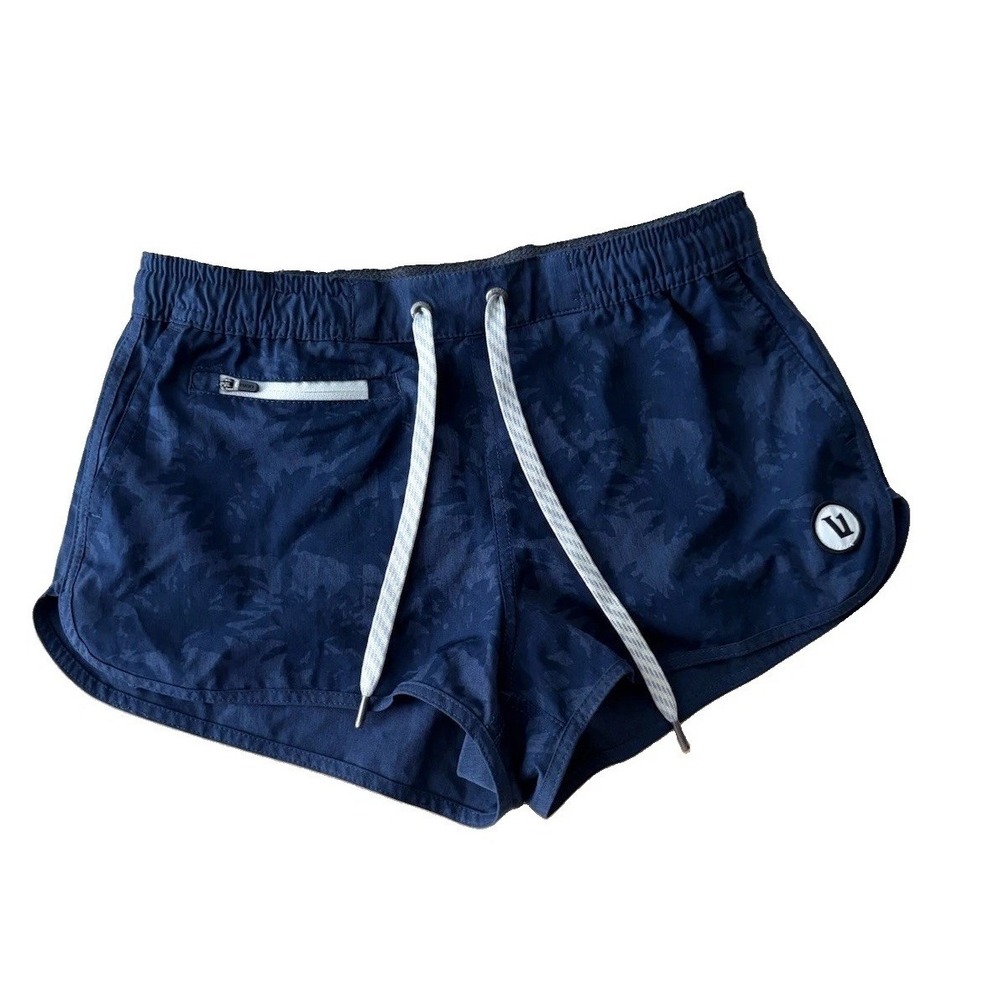 Vuori Tavi Shorts Medium Adult Blue Zip Pocket Logo Athletic Running Womens XS